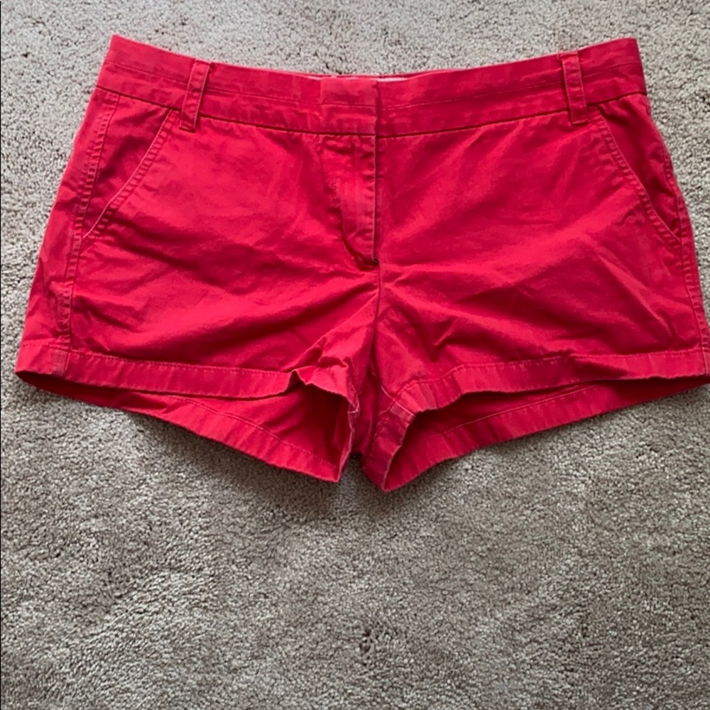 J Crew red broken-in cotton chino shorts